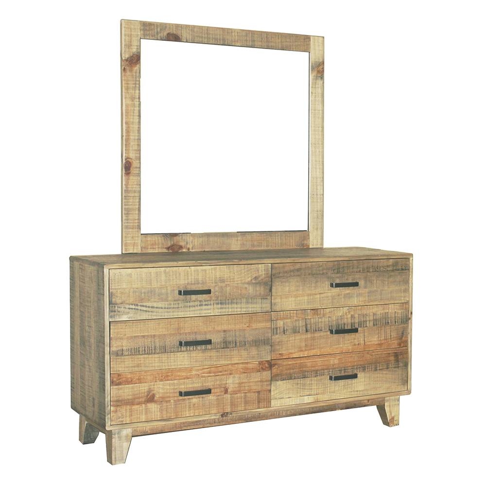 4 Piece Auburn Pine Wood Bedroom Set