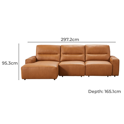 Lorelai 3 Seater Cowhide Leather Sofa with Chaise
