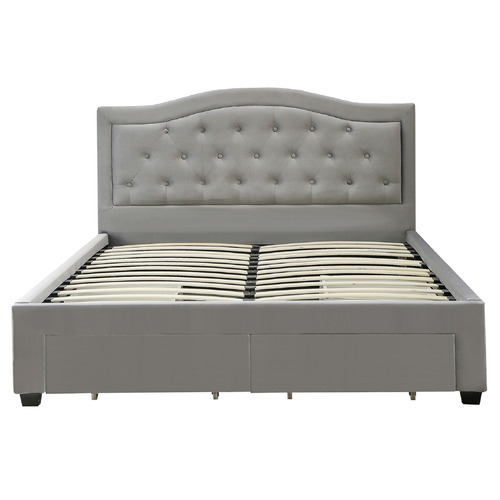 Daiyu Velvet Queen Bed with Drawers | Temple & Webster