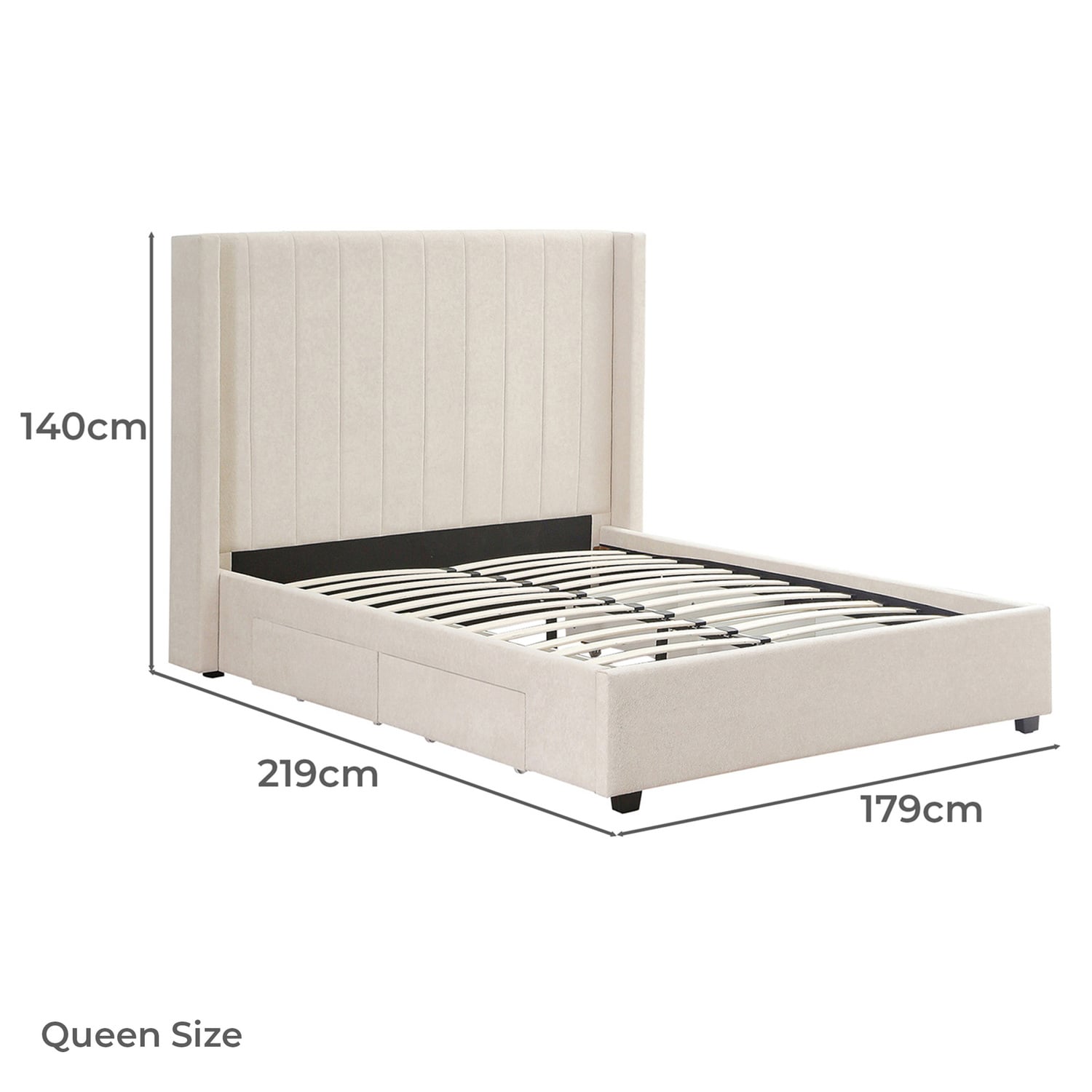 Aki Upholstered Bed with Drawers