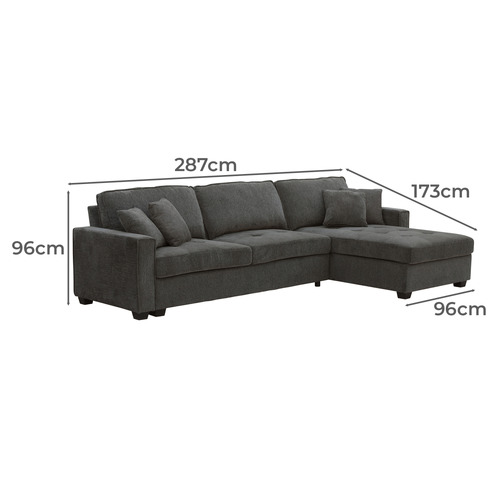 Sami 3 Seater Upholstered Sofa with Left Chaise