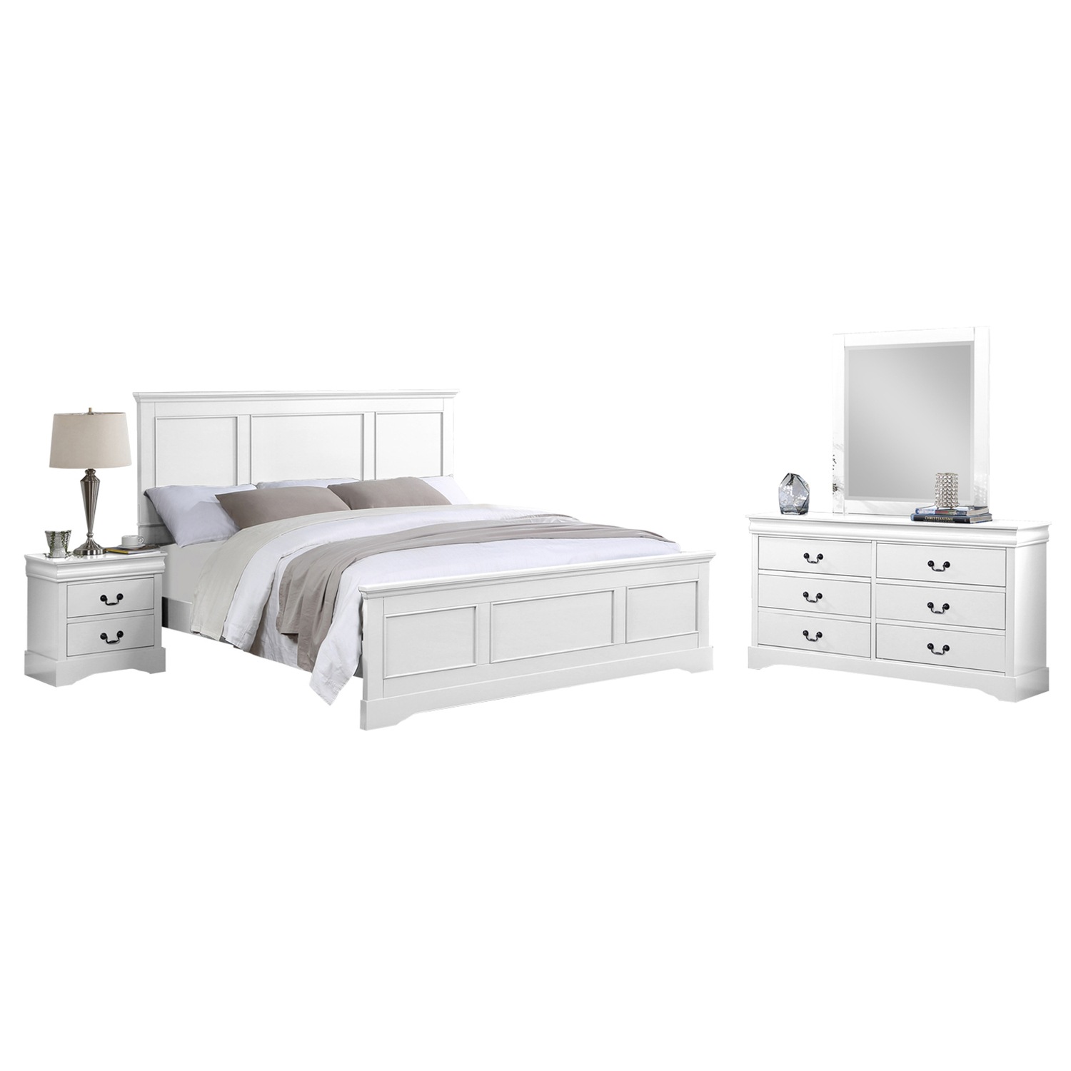 4 Piece White Caila Bedroom Set