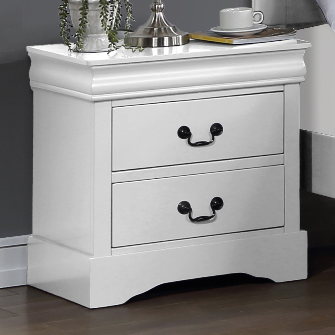 White Caila 2 Drawer Bedside Table
