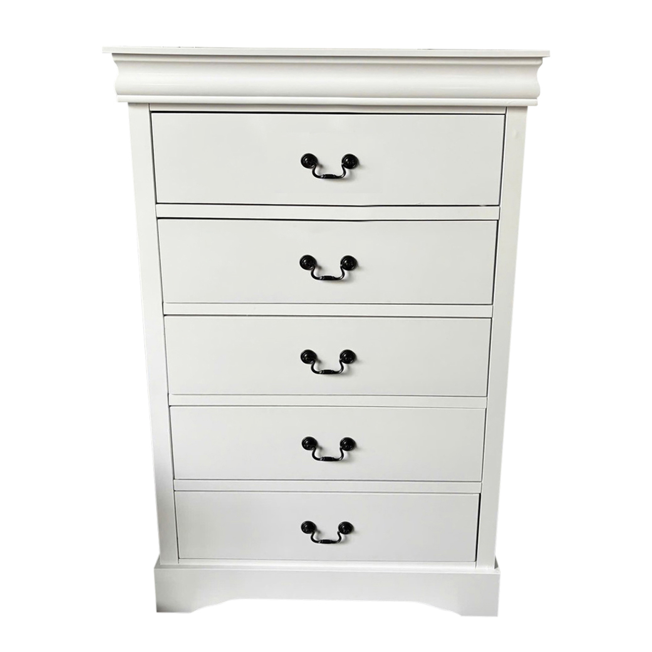 White Caila 5 Drawer Tallboy