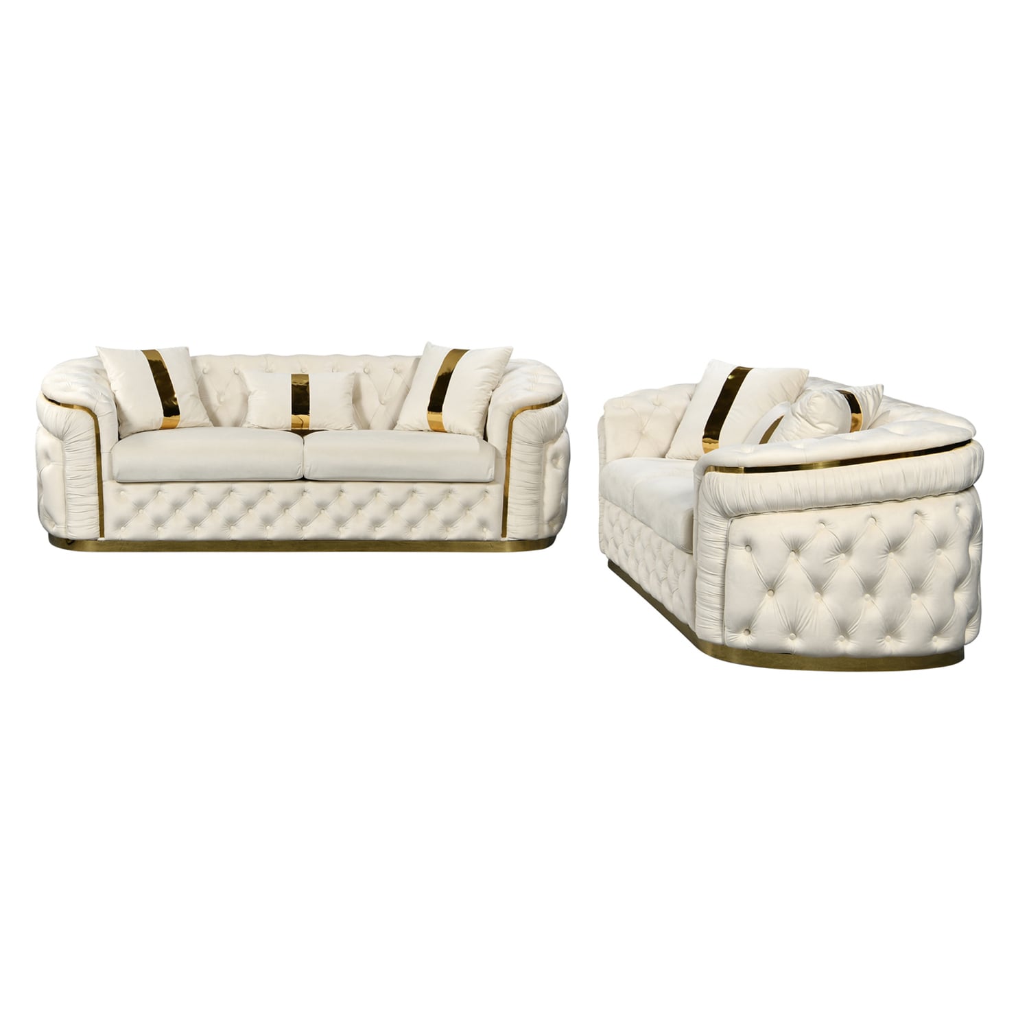 Beige Raleigh 5 Seater Velvet Sofa Set