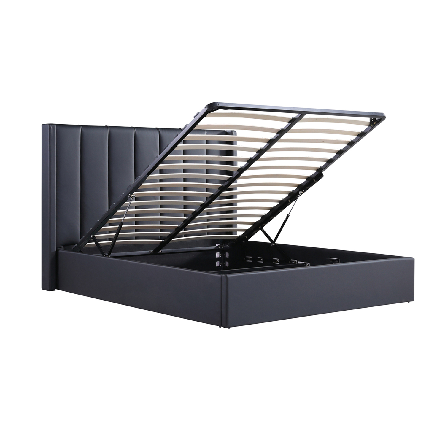Axton Faux Leather Gas Lift Queen Bed