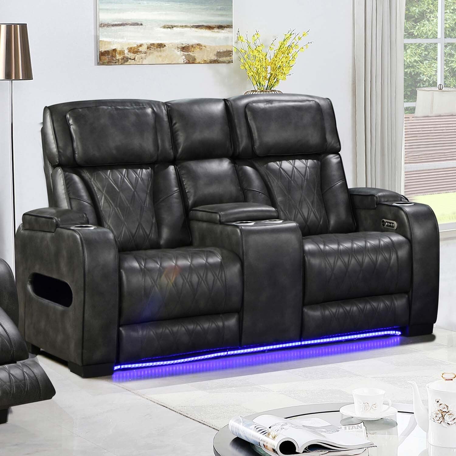 Frederick 2 Seater Faux Leather Recliner Sofa