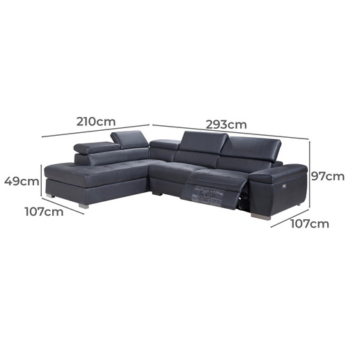 Orville 4 Seater Cow Leather Modular Recliner Sofa with Left Chaise
