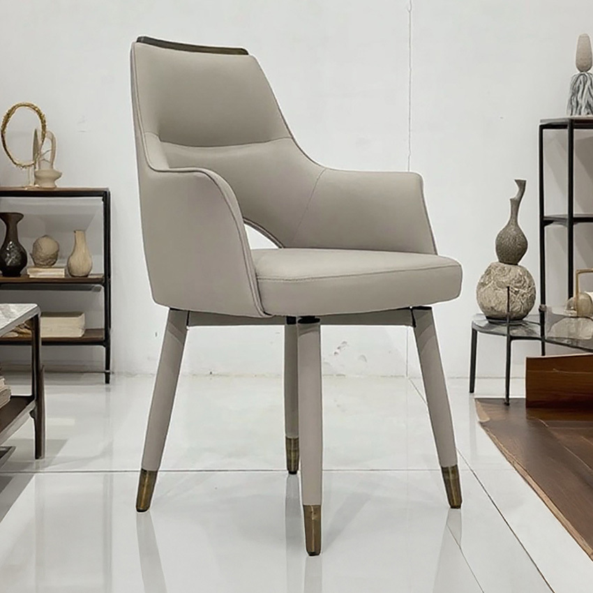 Wilbur Faux Leather Swivel Dining Chairs