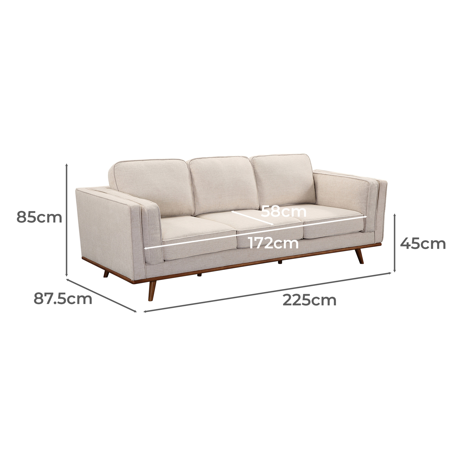 Modern Brooklyn 3 Seater Sofa