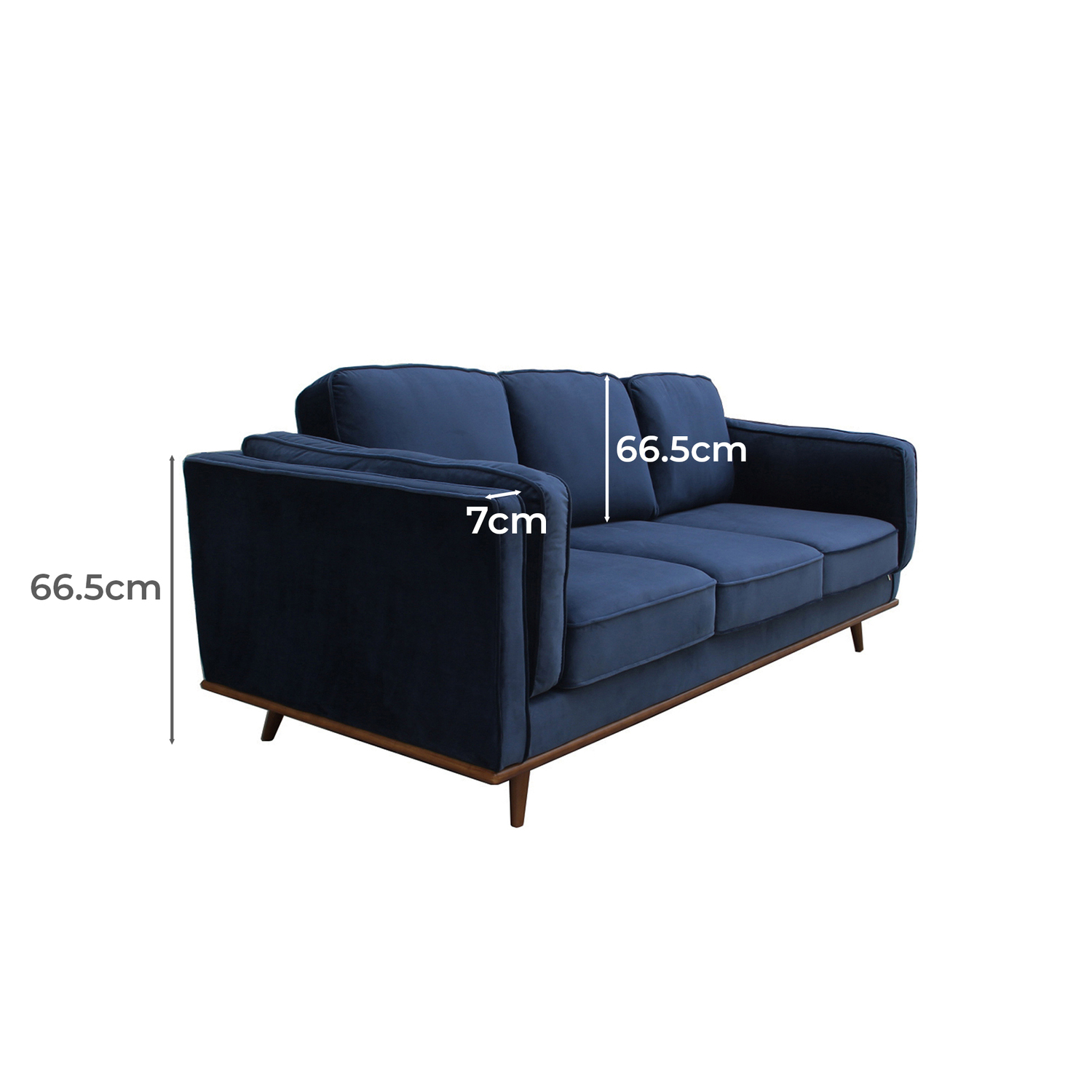 Navy Brooklyn 3 Seater Velvet Sofa
