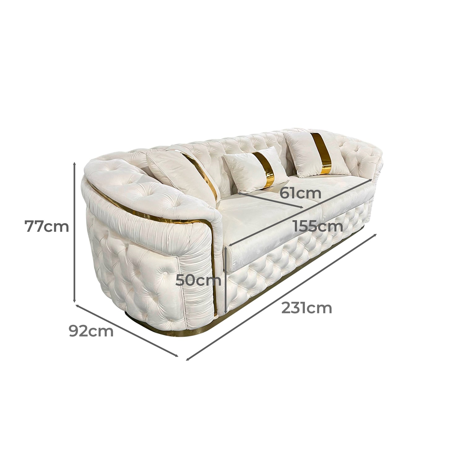 Raleigh 3 Seater Velvet Sofa