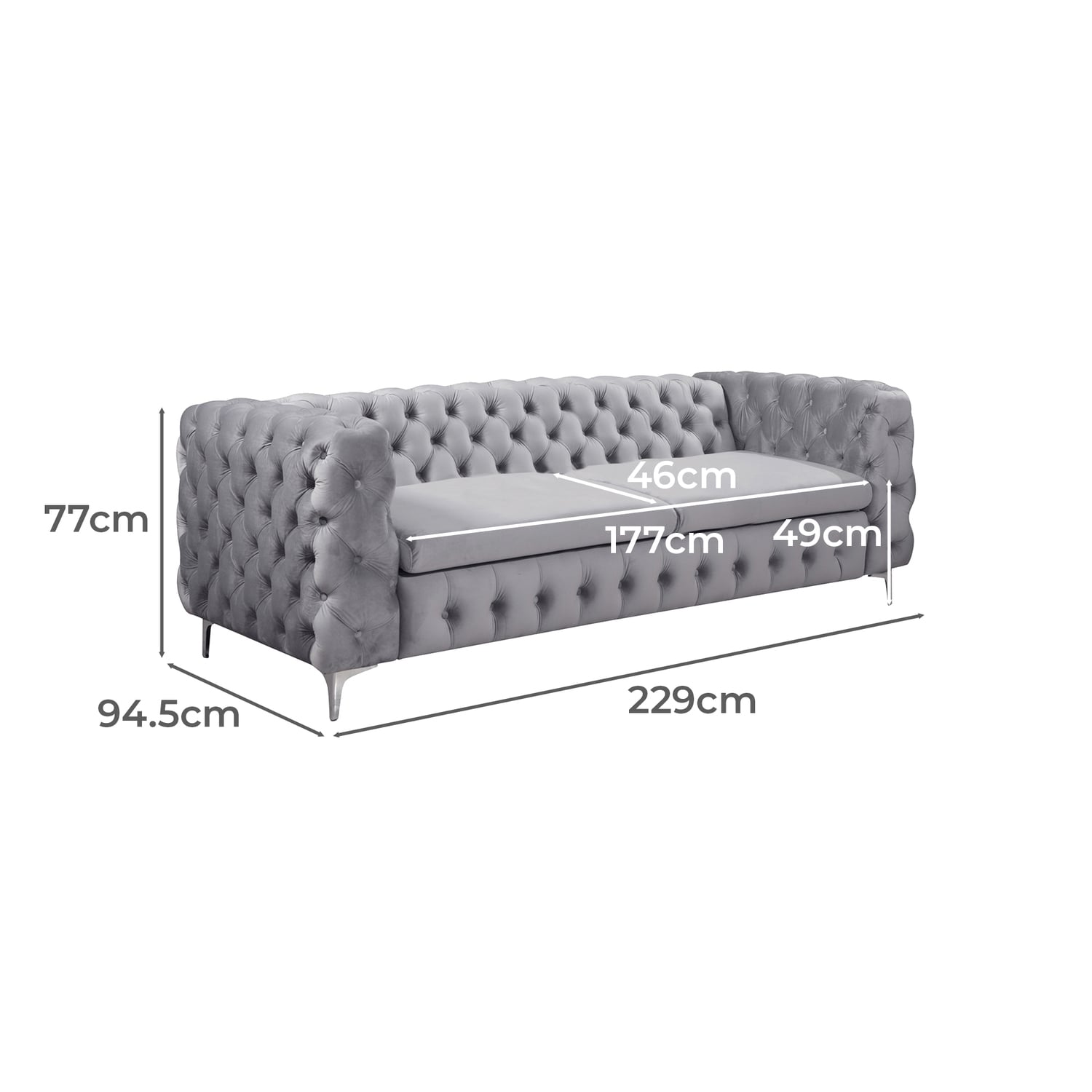 Eddard 3 Seater Velvet Sofa