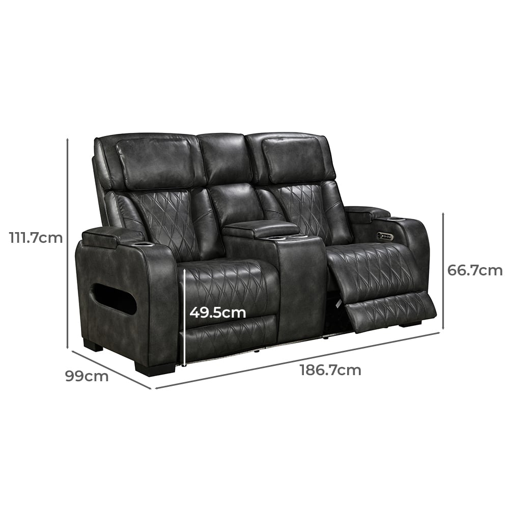 Frederick 2 Seater LED Faux Leather Recliner Sofa