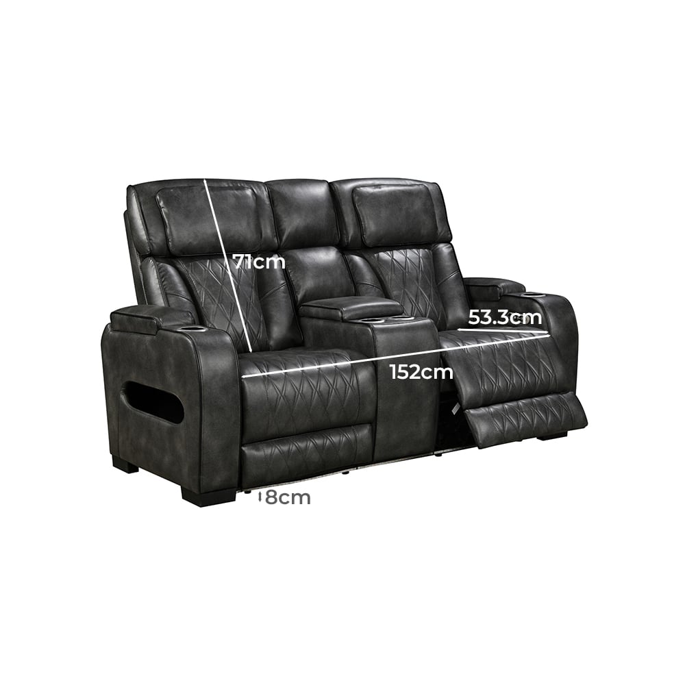 Frederick 2 Seater LED Faux Leather Recliner Sofa
