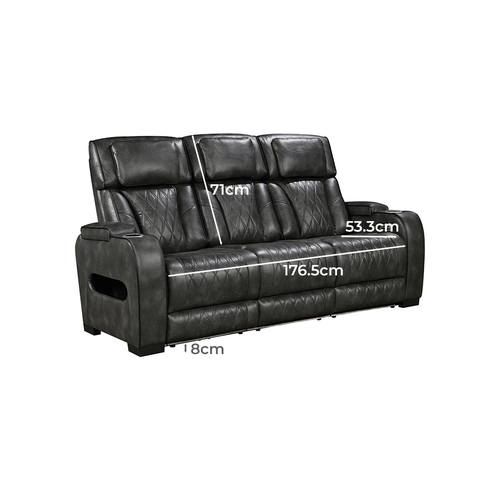 Frederick 3 Seater LED Faux Leather Recliner Sofa