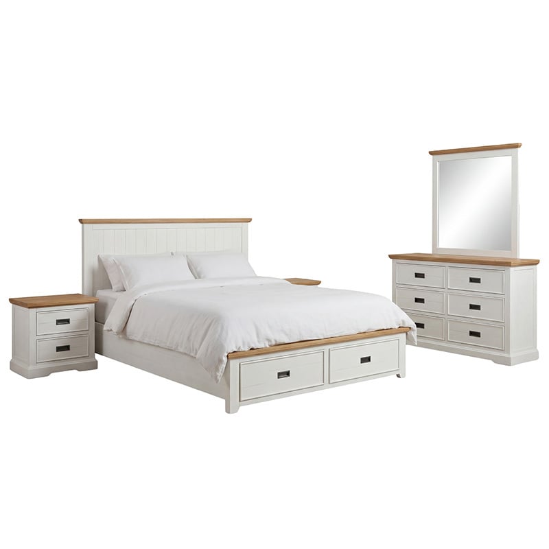 4 Piece Melissa Pine Wood Bedroom Furniture Set