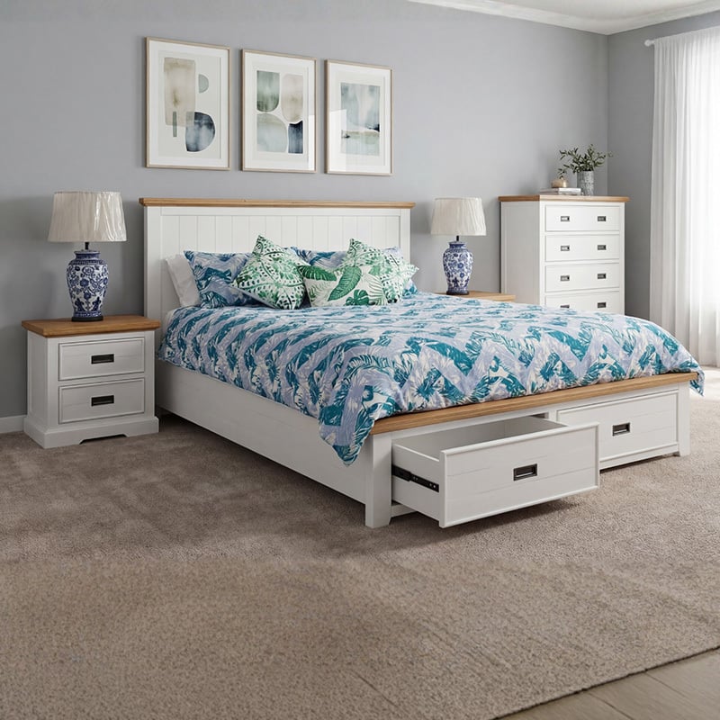 4 Piece Melissa Pine Wood Bedroom Set