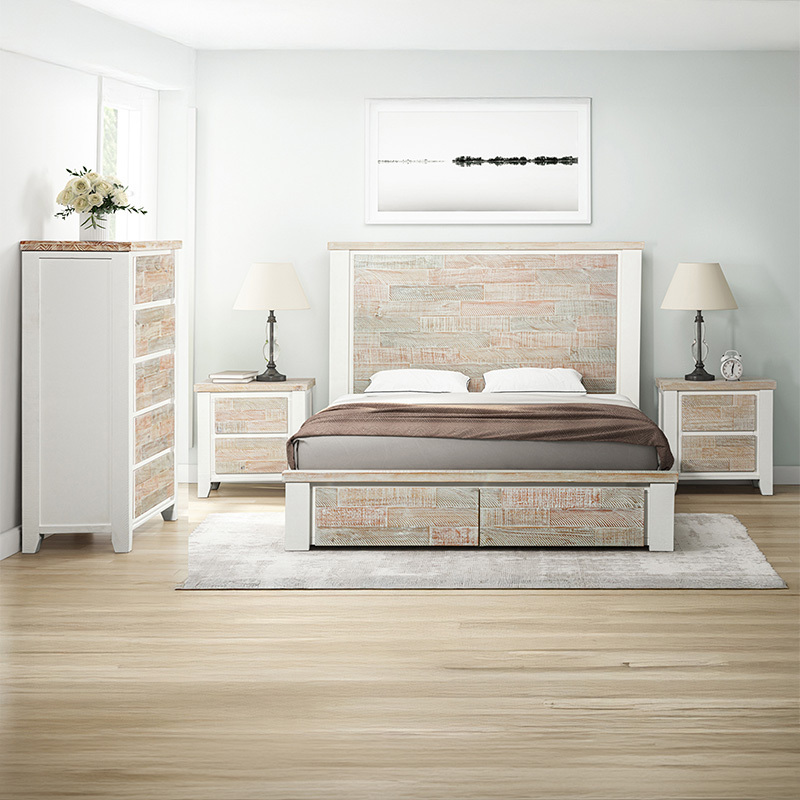 4 Piece Eunice Pine Wood Bedroom Set