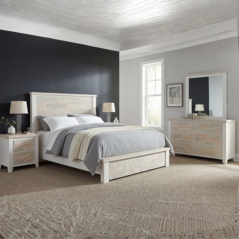 4 Piece Eunice Pine Wood Bedroom Furniture Set