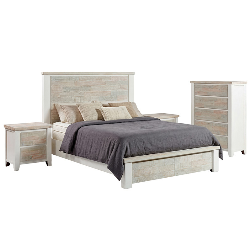4 Piece Eunice Pine Wood Bedroom Set