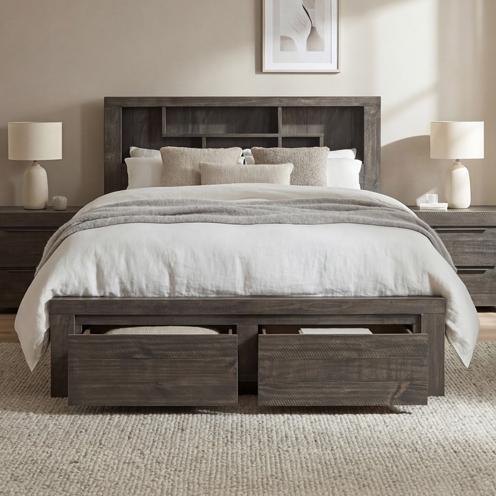 Jessie Pine Wood Bed Frame with Underbed Drawers
