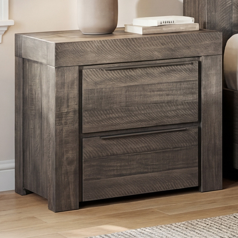 Jessie Pine Wood 2 Drawer Bedside Table