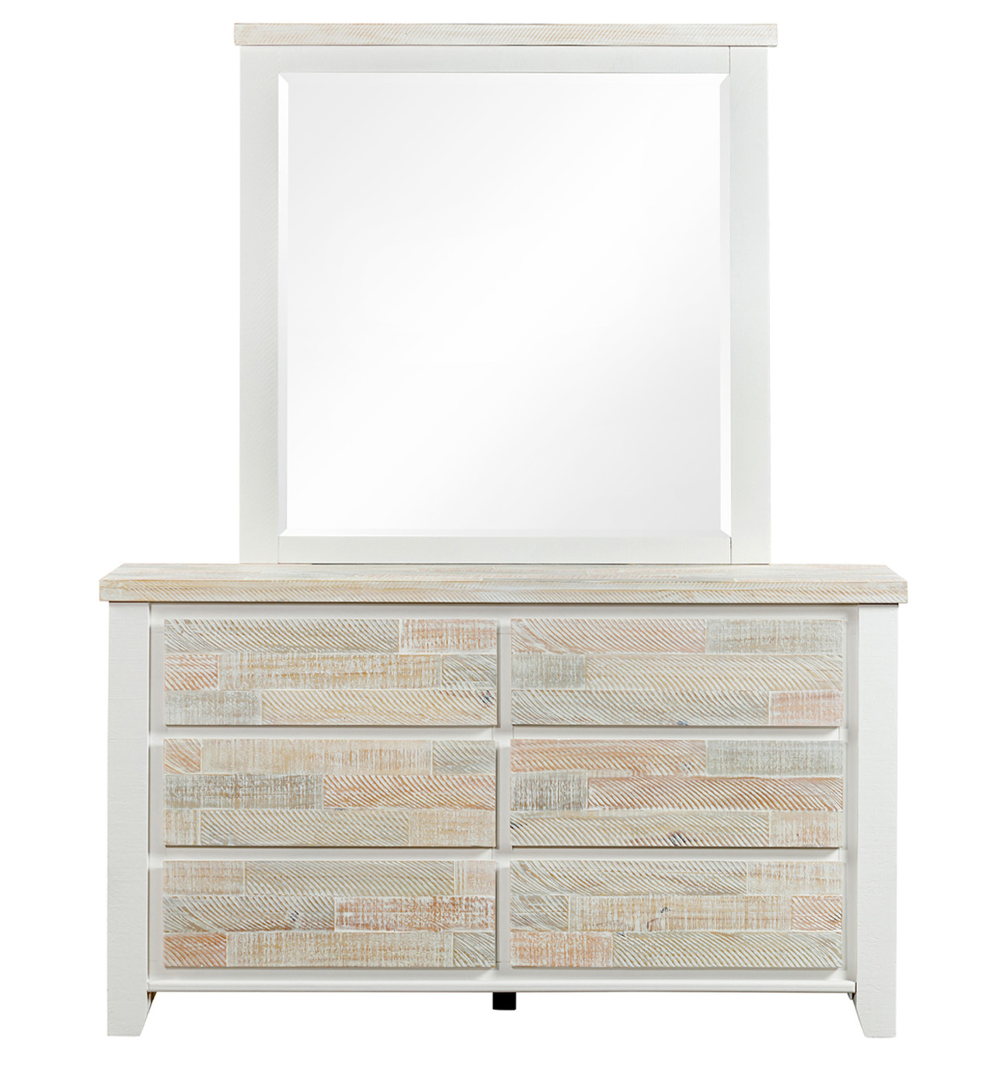 Eunice Pine Wood Drawer Chest with Mirror