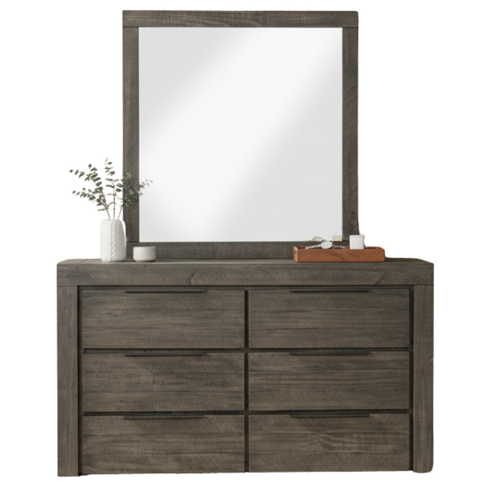 Jessie Pine Wood Drawer Chest with Mirror