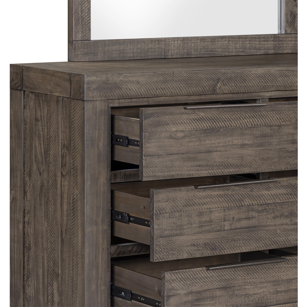 Jessie Pine Wood Drawer Chest with Mirror