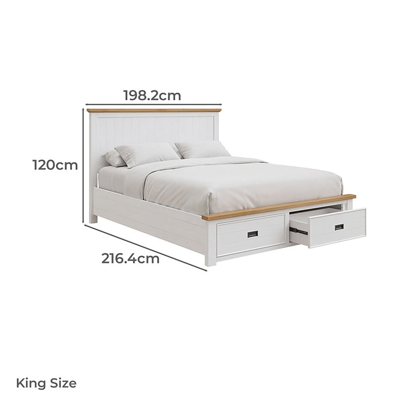 Melissa Pine Wood Bed Frame with Underbed Drawers