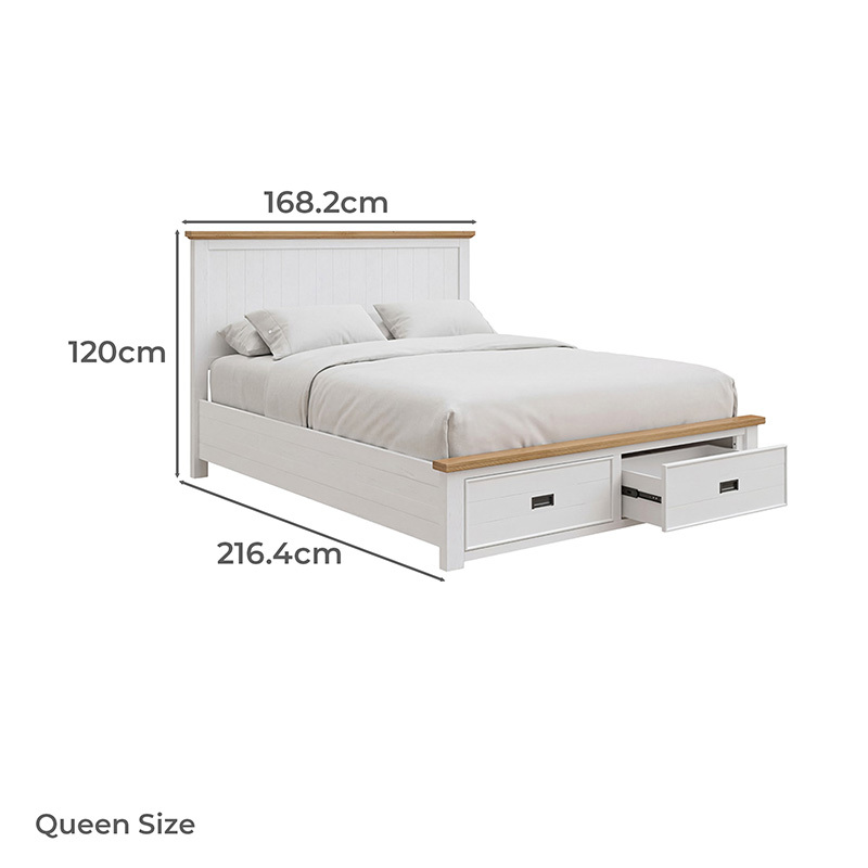 Melissa Pine Wood Bed Frame with Underbed Drawers