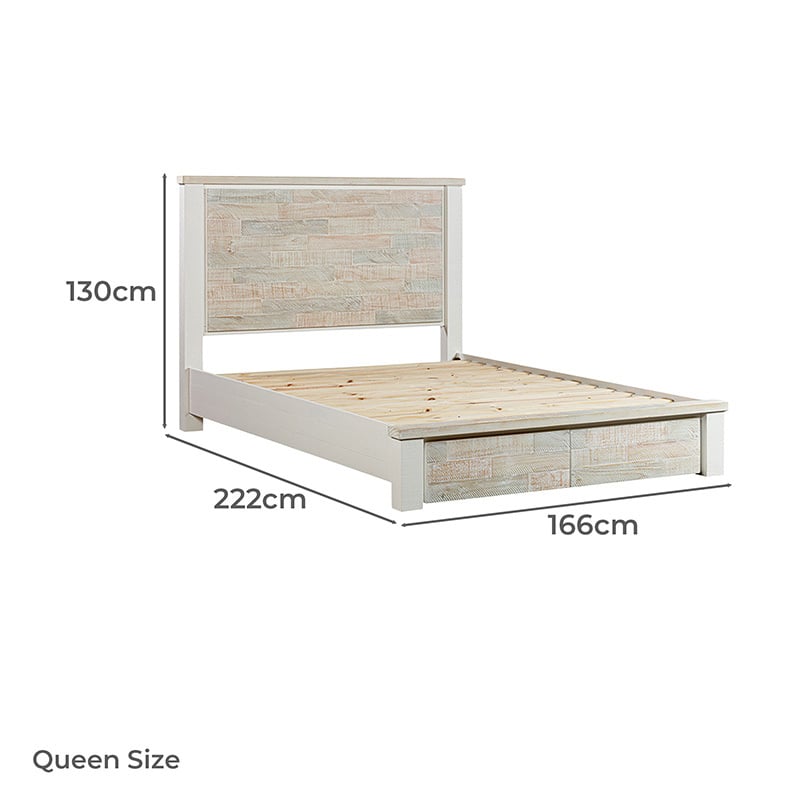 Eunice Pine Wood Bed Frame with Underbed Drawers