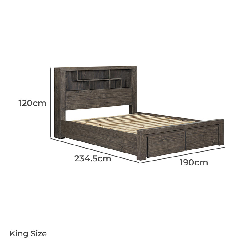 4 Piece Jessie Pine Wood Bedroom Furniture Set