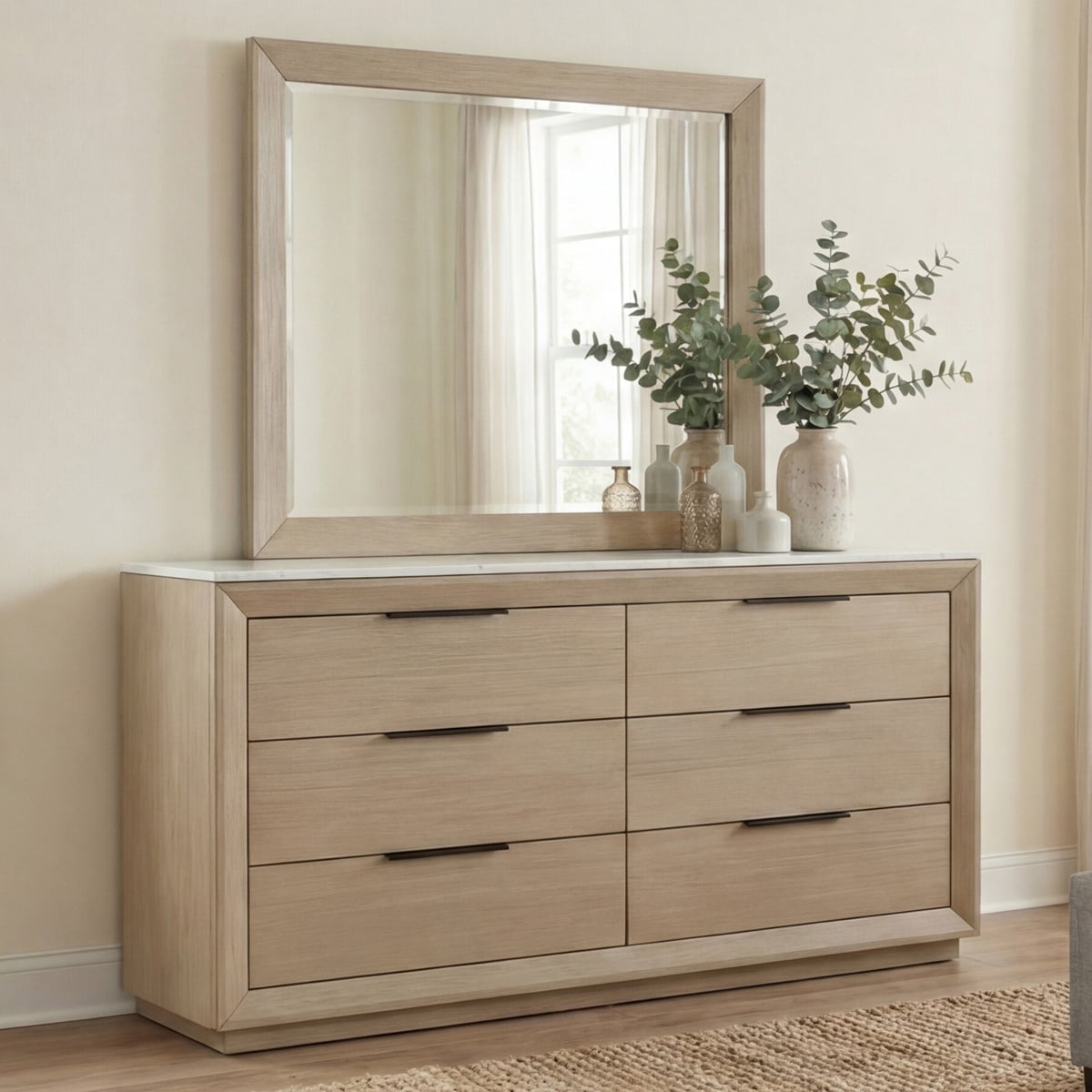 Daelan 6 Drawer Dresser with Mirror
