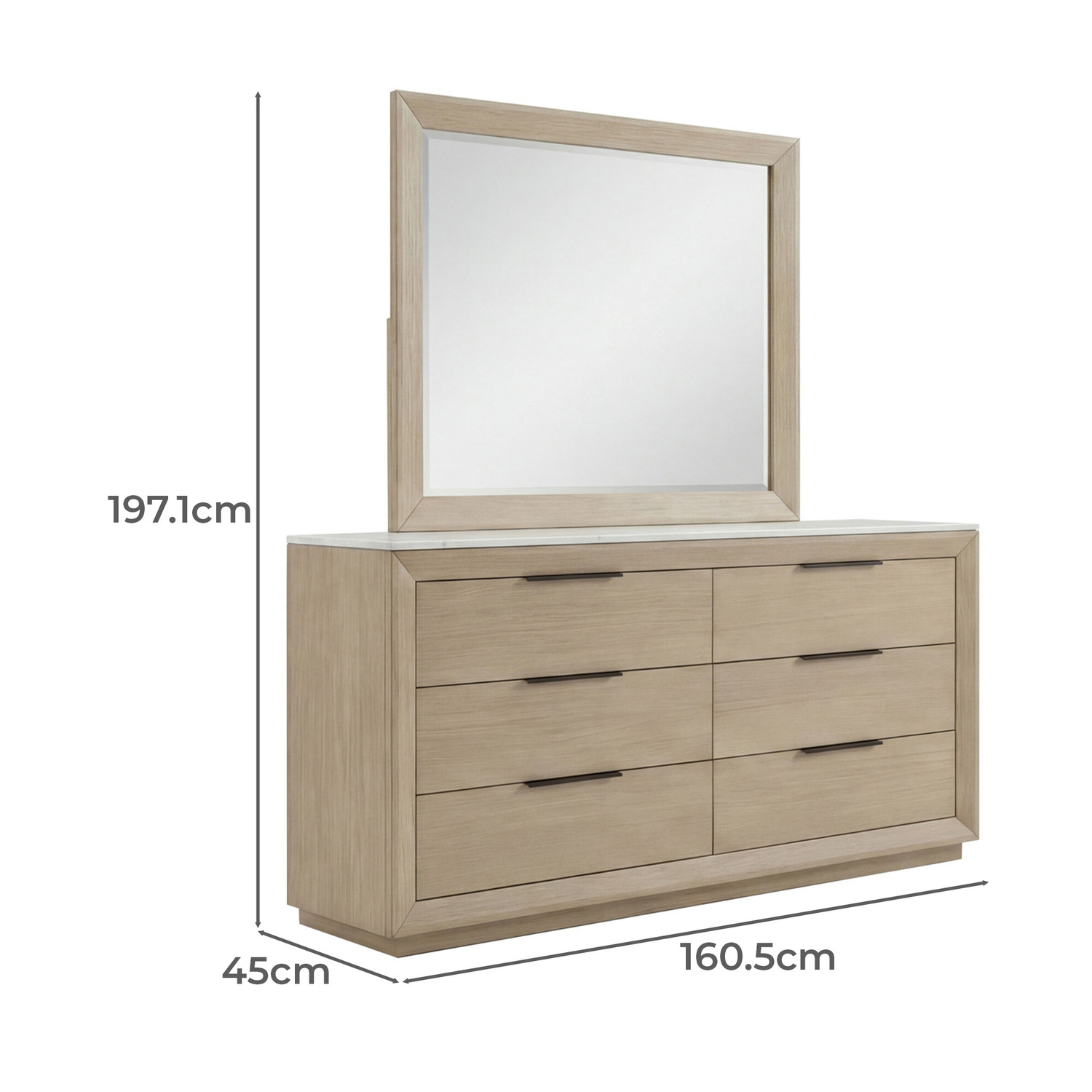 Daelan 6 Drawer Dresser with Mirror