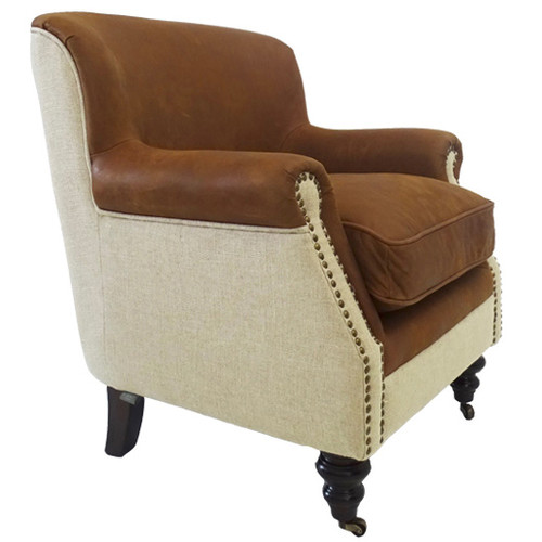 leather and linen chair