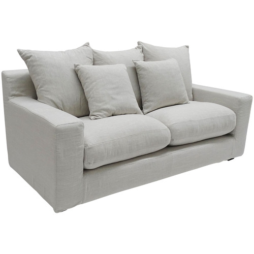 Cynthia Linen Slipcover 3 Seater Sofa | Temple & Webster