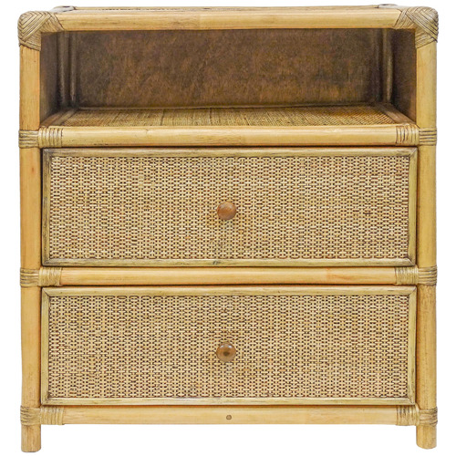 The Medford Collective Natural Baxter Bamboo & Rattan 2 Drawer Bedside