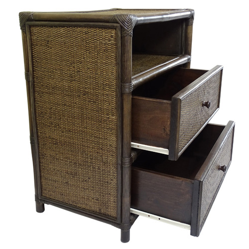 The Medford Collective Lukas Bamboo & Rattan Bedside Table Temple