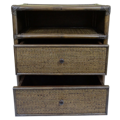 The Medford Collective Lukas Bamboo & Rattan Bedside Table Temple