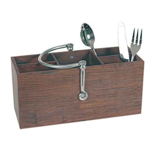 Lifestyle Traders Aluminium & Wood Cutlery Holder Temple & ster