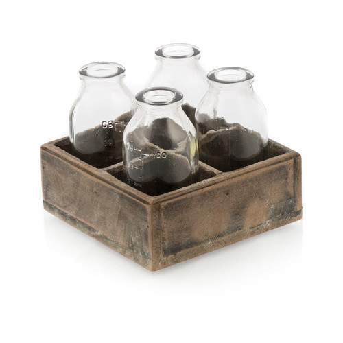 Antique Flower Rack Bud Vase with 4Clear Glasses Temple & ster