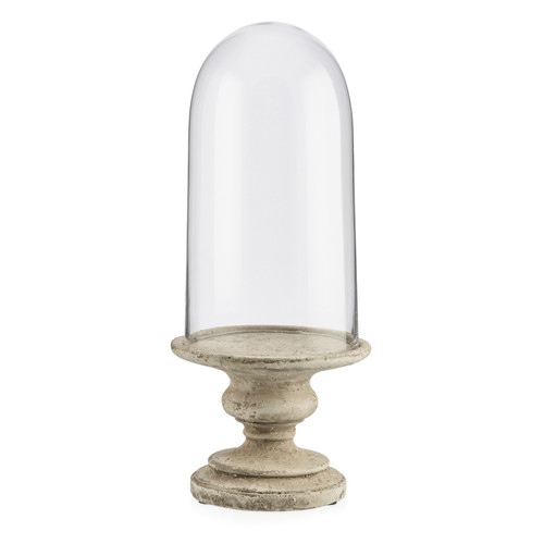 Glass Dome Hurricane Lamp with Cement Pedastal Temple & ster