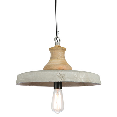 Hanging Light Concrete Shade with Mango Wood Holder Temple & ster