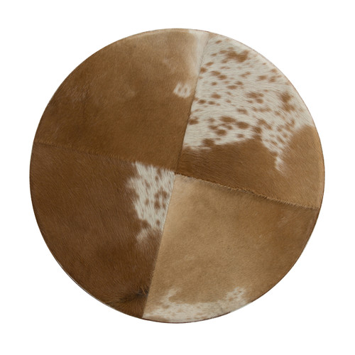 Lifestyle Traders Round Cow Hide Ottoman | Temple & Webster