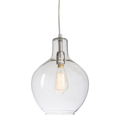 Classic Rounded Glass And Silver Iron Pendant Antique Light | Temple ...