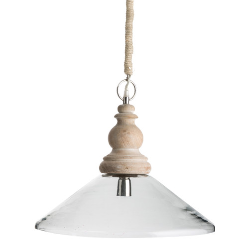 Lifestyle Traders Clear Glass Pendant Antique Light With Wood Finial