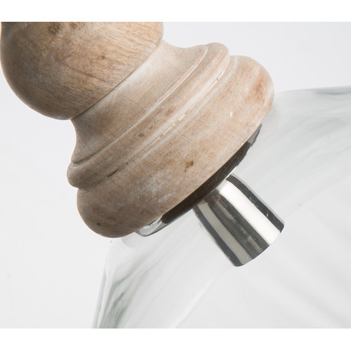 Lifestyle Traders Clear Glass Pendant Antique Light With Wood Finial