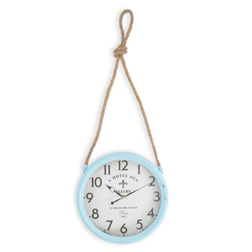 Blue & White Wall Clock with Rope Hanger Temple & ster